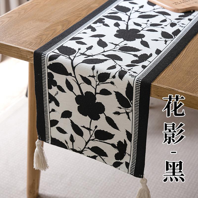 Jacquard Table Runner Vintage Table Table Cover Pastoral Style with Long Strip Fabric Tassel Tablecloth Home TV Cabinet Decor