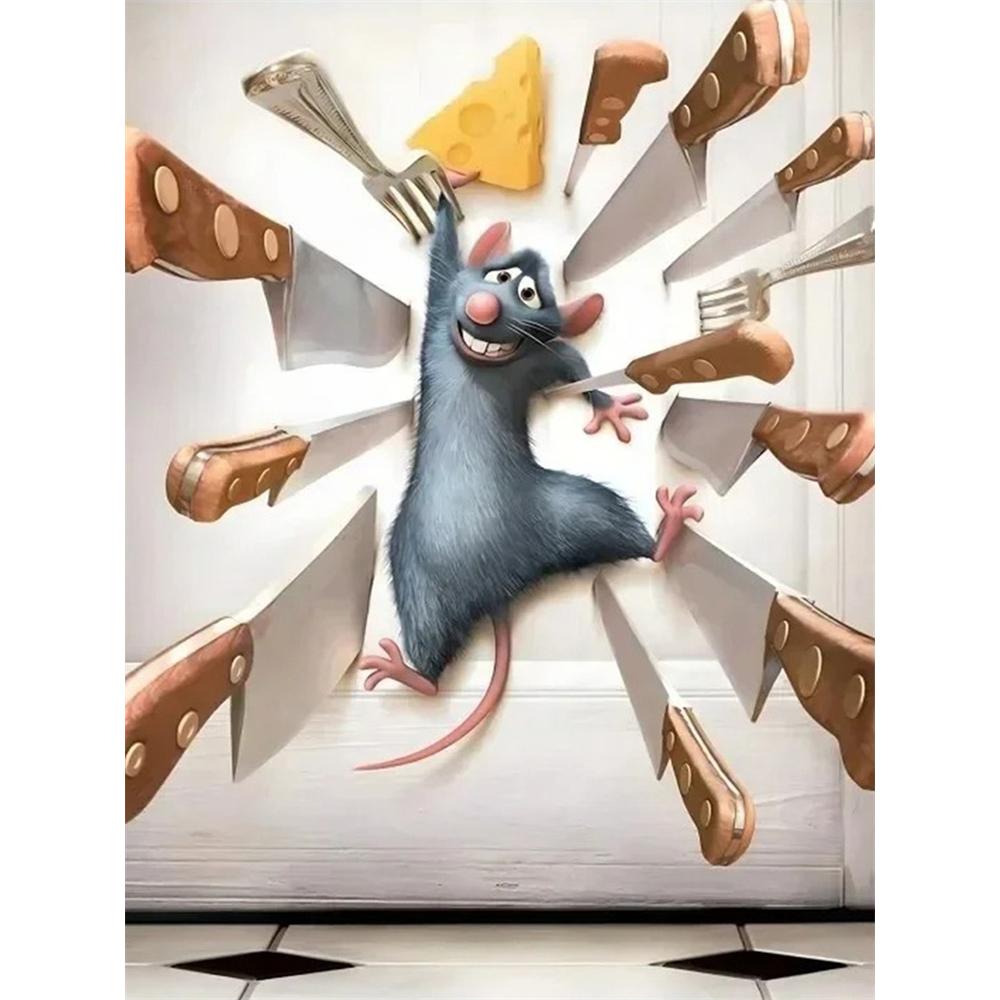 

Disney Diamond Ratatouille Cheese Themed Artwork 5D Rhinestone Mosaic DIY Cross Stitch Gift Home Decor Round 20x30cm