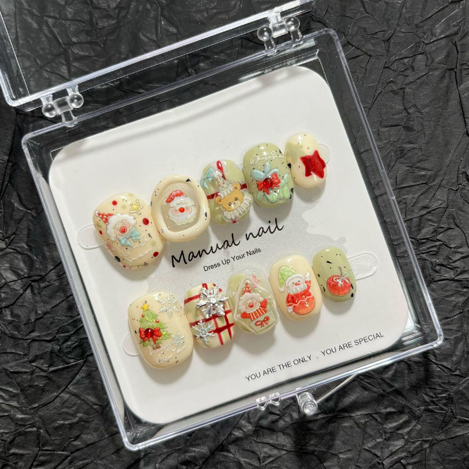 Christmas Cute Cartoon Girl Manicure Stickers - Short, Round, Wearable & Removable (A632) Extra Small