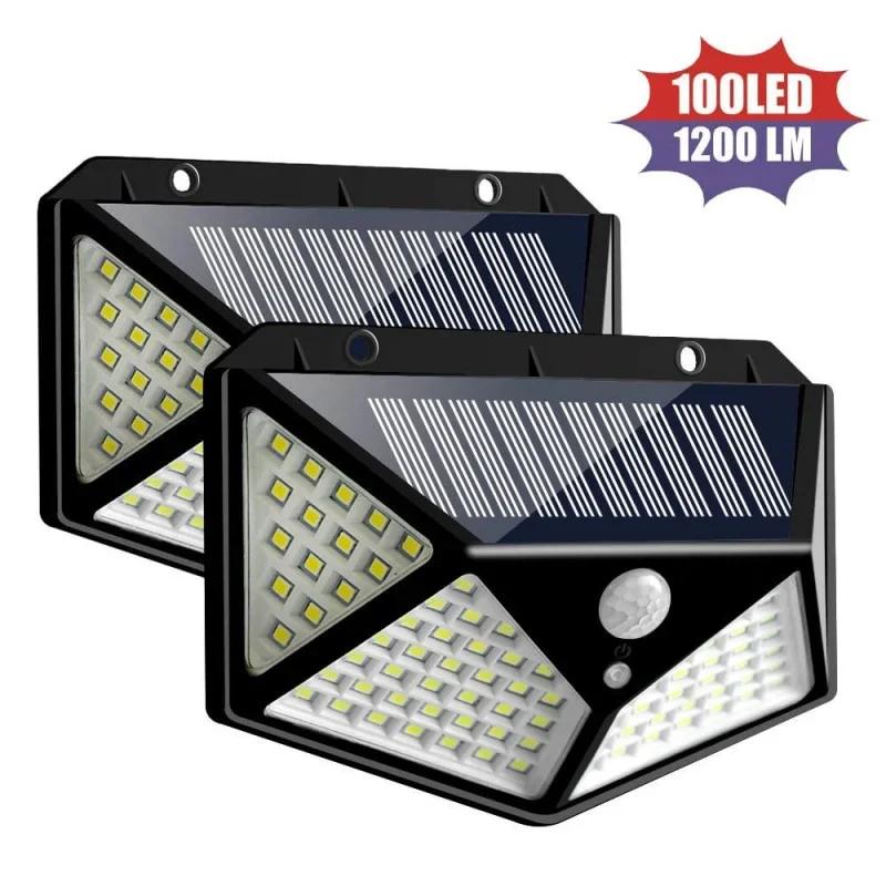 Garden Decor Solar Lights Outdoor 100 LED Wall Lamp PIR Motion Sensor Lights Waterproof Solar Street Light Porch Yard Garage