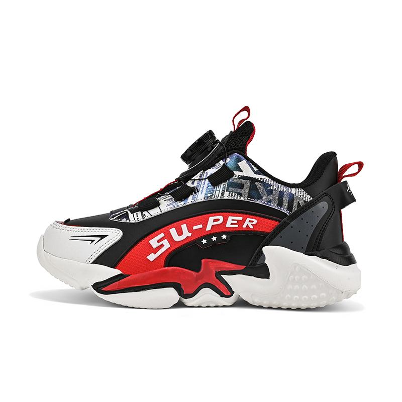 

Детская противоскользящая износостойкая модная спортивная обувь с низким верхом на открытом воздухе, повседневная обувь, кроссовки 38 красный/чёрный