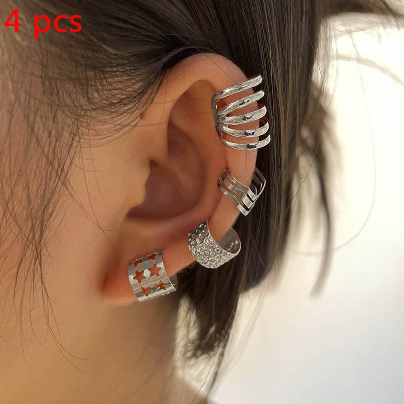 Damen Ohr Manschetten Set Punk Persönlichkeit Clip Ohrringe Gold Ohne Piercing Ohr Clips Fake Knorpel Ohrringe