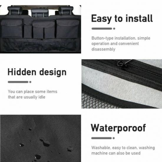 Car Seat Back Storage Hanging Bag Cargo Net Pocket Organizer Black Accessories