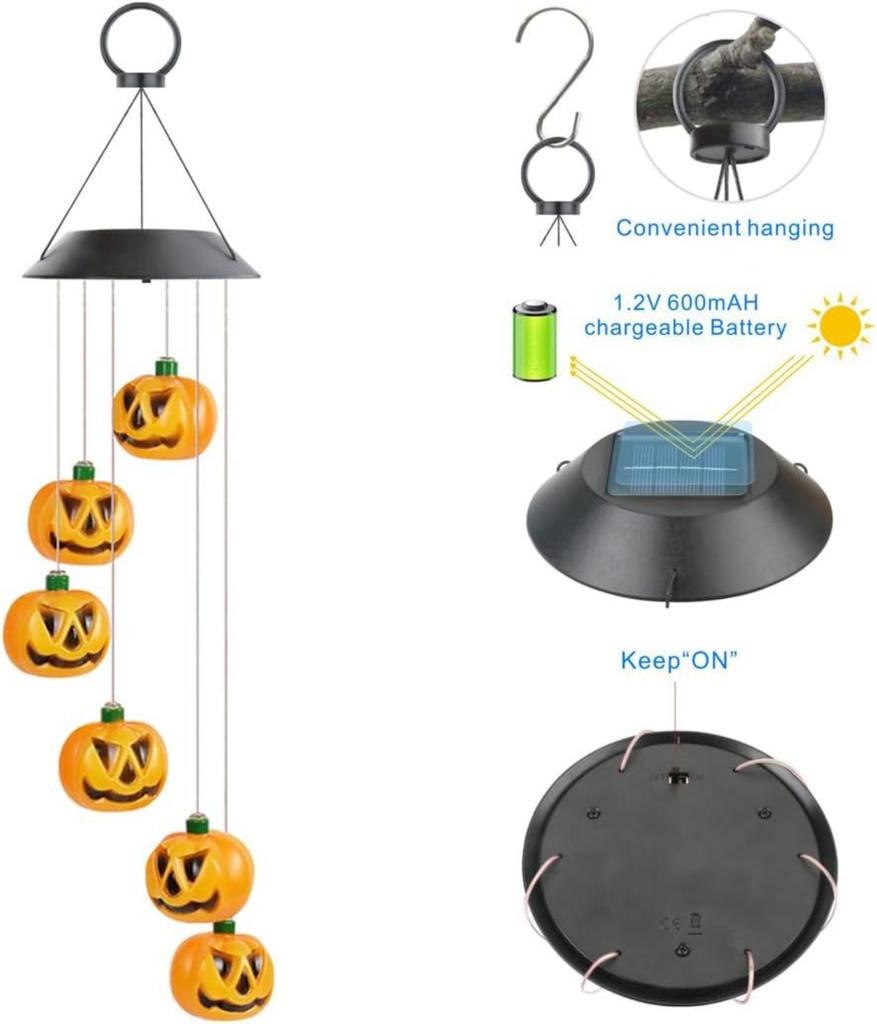 Pumpkin Wind Lights with Hat for Halloween Outdoor Decorations, Festive Garden and Yard Lighting
