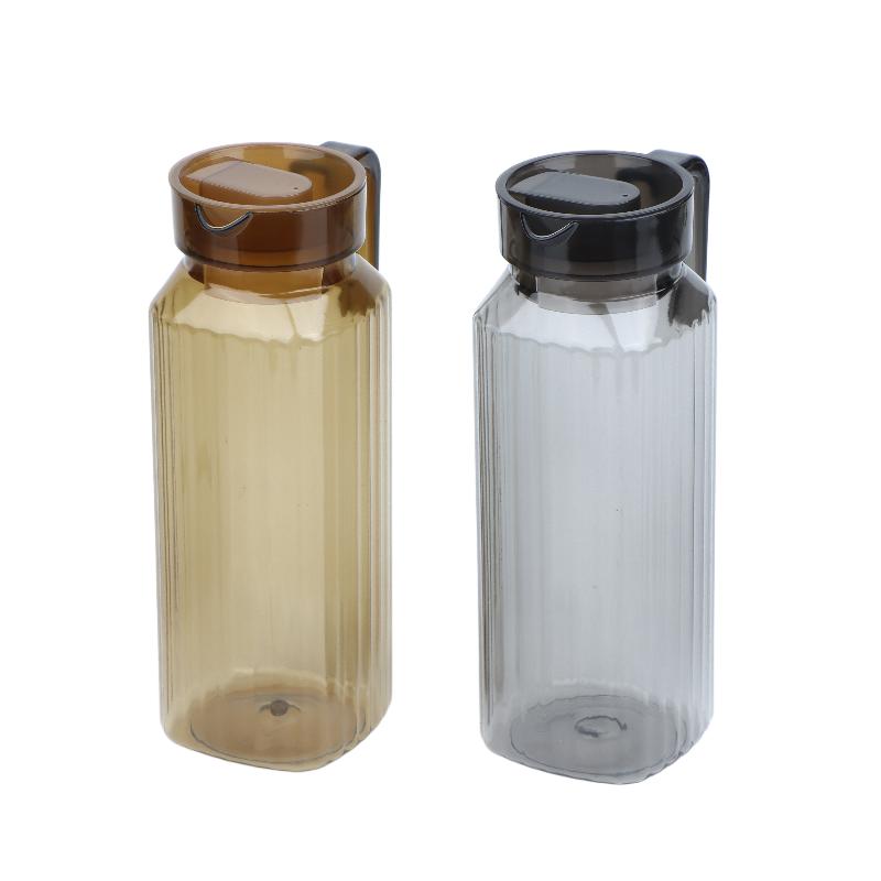 1.1L Large Capacity Ribbed Pitcher With Lid And Handle Transparent Water Jug Drink Storage Pot For Home And Office Use