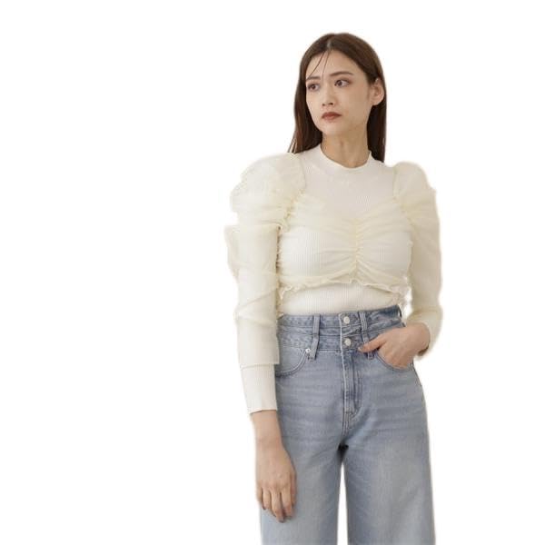 

[JILL by JILL STUART] Gathered Short Take Blouse Layered Knit
