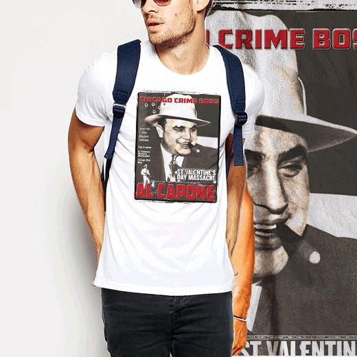Unisex Shirt Cotton Oversize Large Size Gangster T-shirt Al Capone Hitman Mob Street Hustle Mobster Mafia Hit White Tee