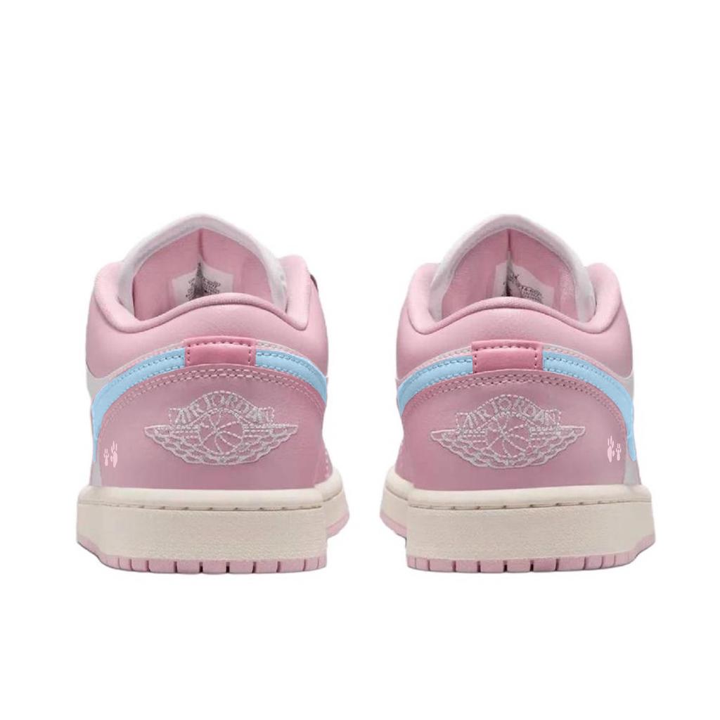 Jordan Air Jordan 1 Pink Cat Paw Cushioning Slip Resistant Abrasion Resistant Low top Vintage Basketball Shoes Women's DC0774-607 (Team1335-)