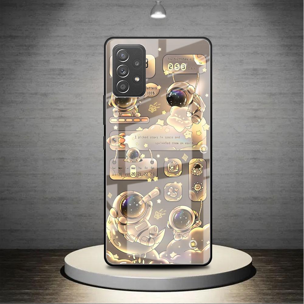 Glashülle für Samsung Galaxy A52 A71 A50 A51 A70 A21s A31 A72 A10 A12 A30 A22 5G Telefonabdeckung Astronaut Cartoon