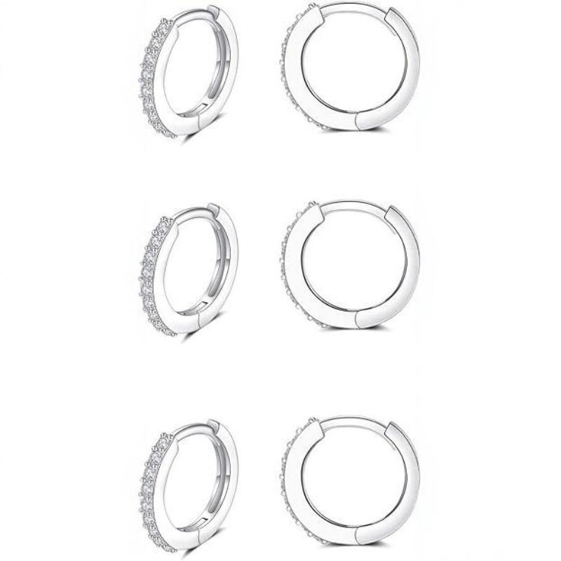 2 Stück/Paar Anlaufgeschützte Metall Zirkonia Creolen Ohrringe Gold Silber Farbe Huggie Knorpel Ohrring Piercing Schmuck