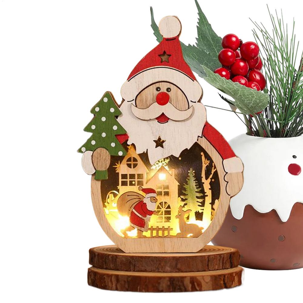 

Деревянные Рождественские Украшения Светящееся Украшение Сельский Стиль Рождественские Украшения Для Традиционного Фестиваля Семейного Праздника