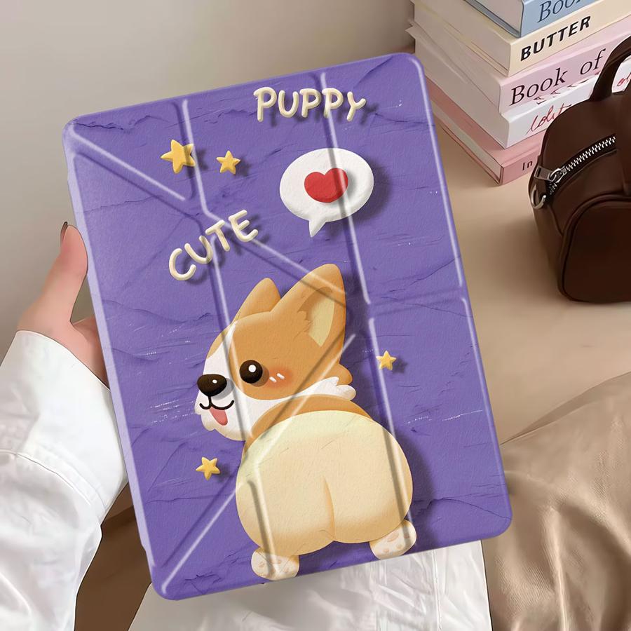 Holder Cover Tablet Case For iPad Pro 11th 10th 9th 8th 7th 12.9inch Mini 6 7 Pro 2025 Air 4 5 M3 M2 1 2 M4 11inch Cute Dog