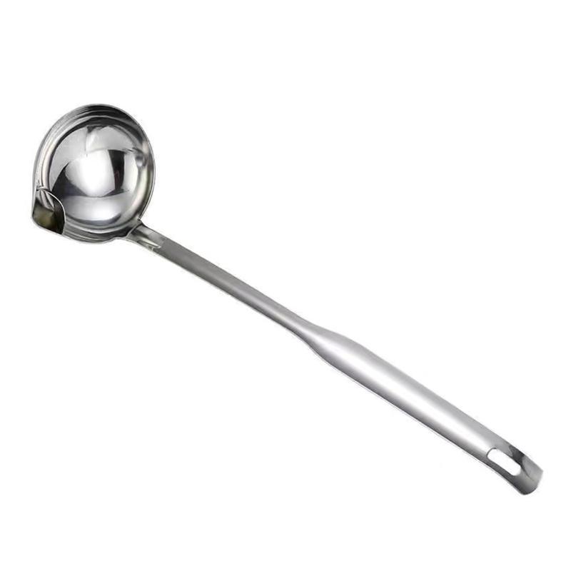 652F Long Handle Oil Soup Separate Spoon Home Strainer Cooking Colander Kitchen Stainless Steel Ladles Dinner Tableware