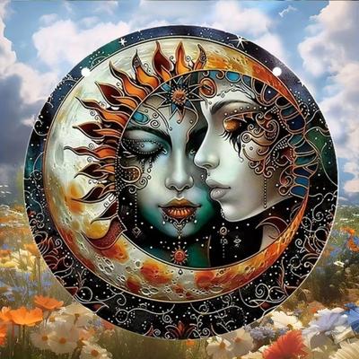 Klassische Wandkunst Sonne und Mond, Heimdekoration, Vorgebohrt für die Außenaufhängung, Hochwertige Handwerkskunst – Vielseitige Dekoration