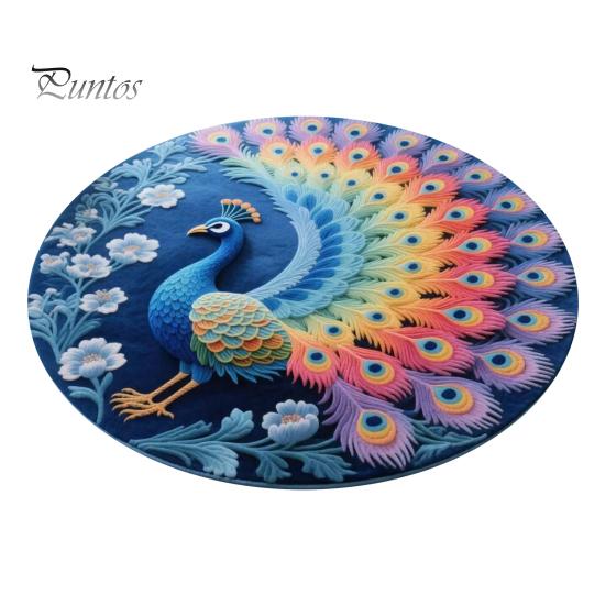 Artistic Door Rug Peacock Indoor Mat Non Slip Front Colorful Decorative Animal Feathers Floor Area for Entryway Living Room Bathroom Sturdy