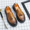 Fashion Classic Brand Men's Leather Casual Shoes Retro Brown High-end Business Formal Shoes Commuting Men's Driving Shoes Versatile