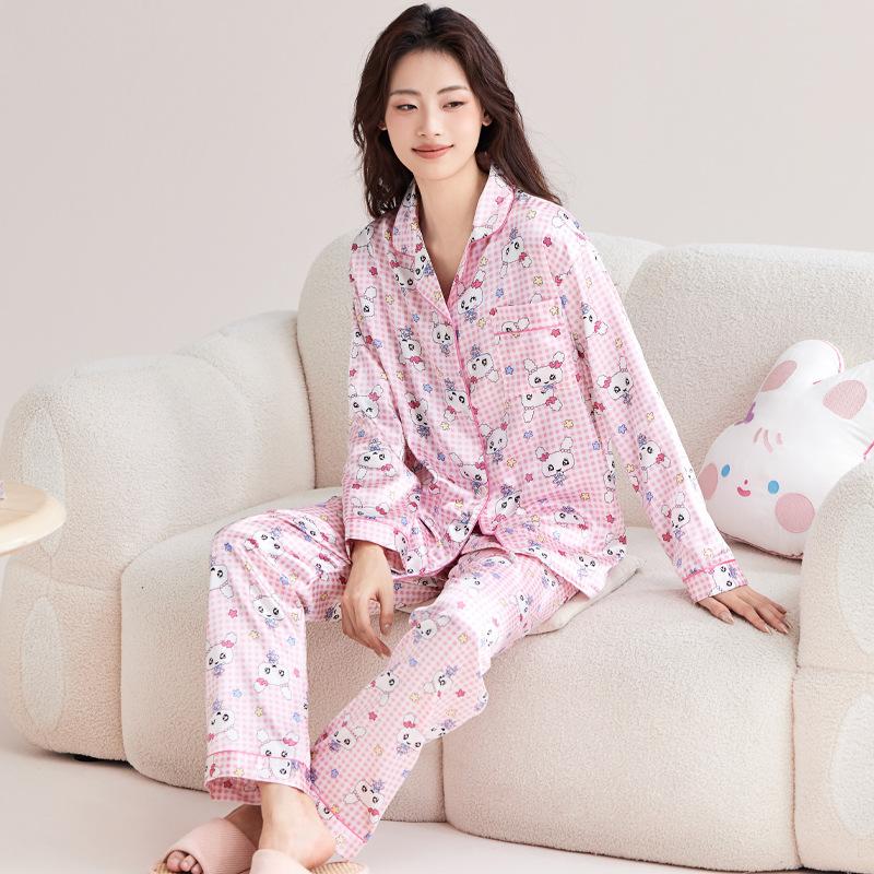 Sweetheart Jituo Ma Ge Zi Pajamas Women'S Autumn Sweet Japanese Long Sleeve Ice Silk Homewear Set