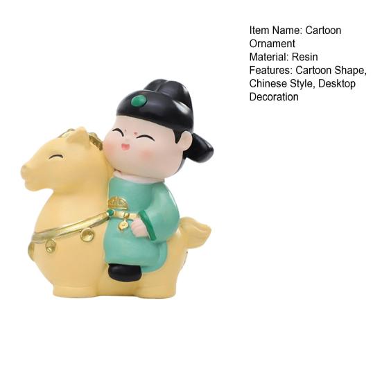 Chinese Style Horse Riding Ornament Cartoon Men Women Resin Figurine Statue Sculpture Home Office Desktop Decoration Souvenir Gift