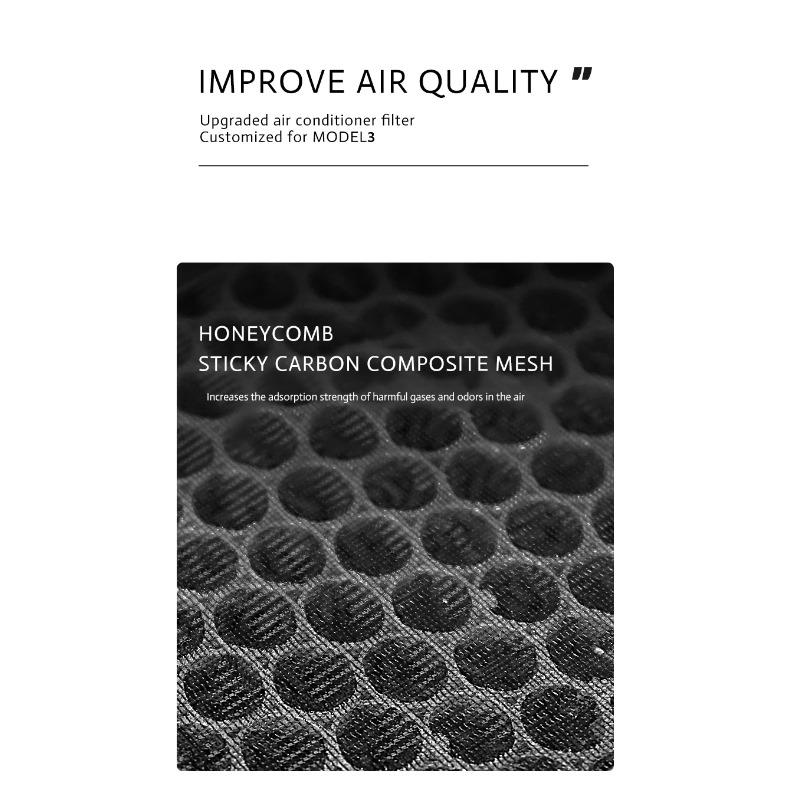 2pcs For Tesla Model 3 Model Y HEPA N95 Carbon Activated PM2.5 Cleaner Air Filter Conditioner Replacement Kit Car Accessories