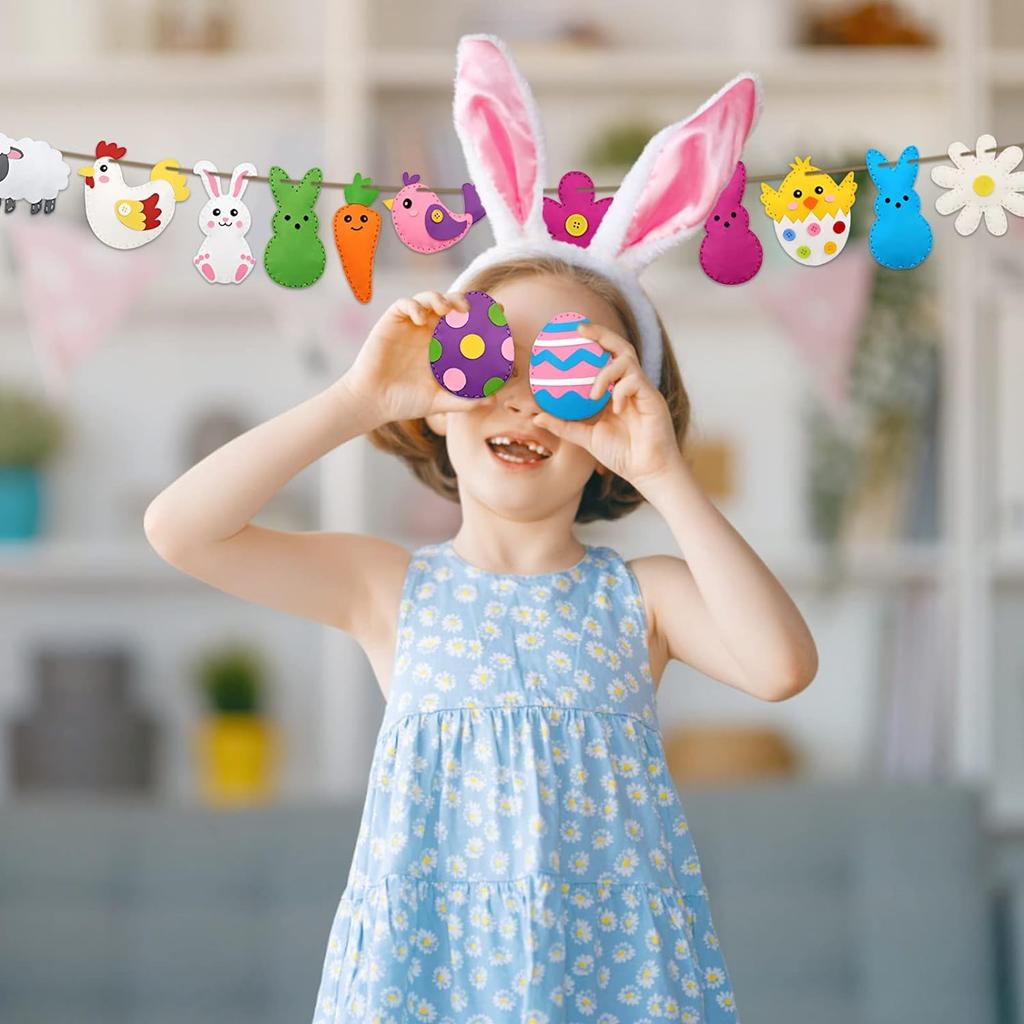 Children's Easter Felt Craft Sets Sewing Kits,Felt Sewing,Beginners Sewing Package Creative,Craft Set Made of Felt,Easter Eggs Easter Bunny