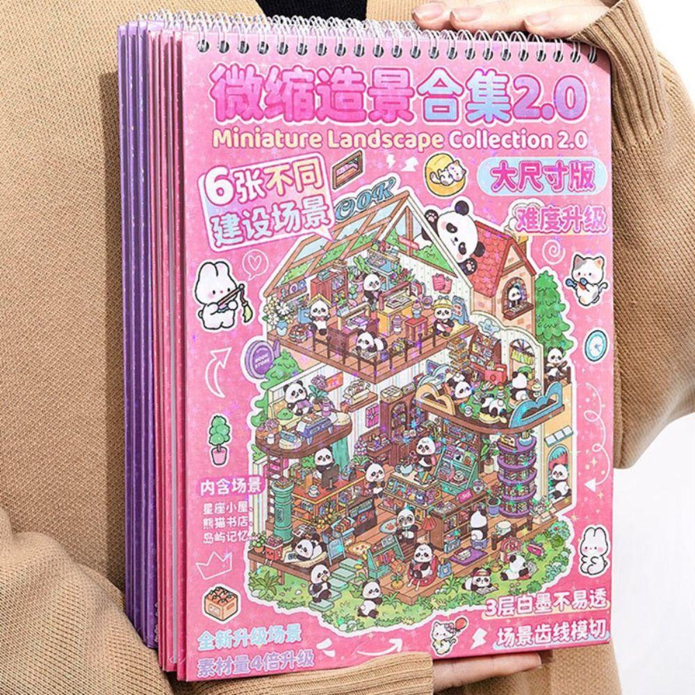 Plus Size 3D Landscape Sticker 6-in-1 Miniature Scene Collage DIY Toy Game Stickers Children