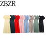 Zbzr Spring New Arrival Women's Clothing Fashion Style Elegant V Neck Silk Satin Texture Short Sleeve Midi Skirt Dress 2330399