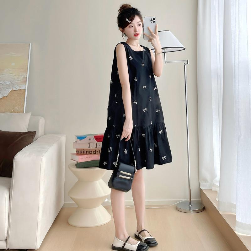Maternity French Style Sleeveless Summer Dress - Trendy Short Skirt for Pregnant Women