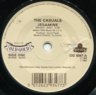 7-Zoll Schallplatte CASUALS / HONEYBUS - Jesamine  /  I Can't Let Maggie Go OG9347 Old Gold UK Pop Gebraucht