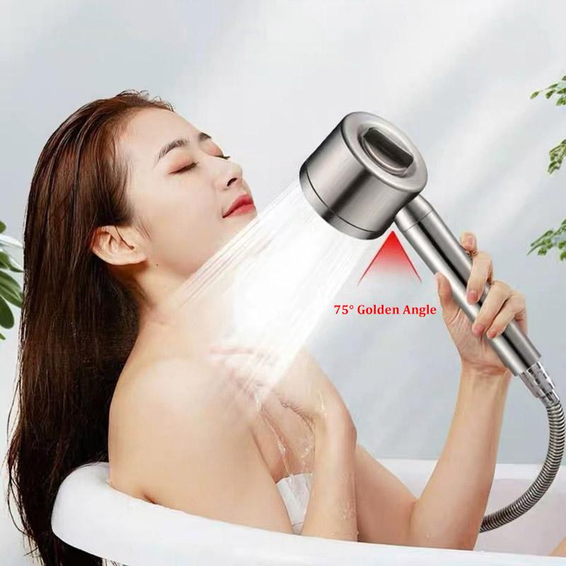 304 Edelstahl Duschdüsenfilter Booster Großes Wasservolumen Handheld Haushalt Universelles Duschkopfset