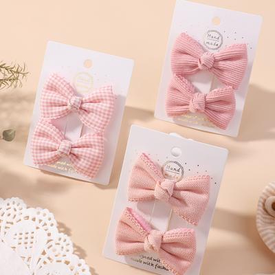 2 Stück/Set Niedliche Baumwoll-Karomuster Haarschleifen-Clip für Babymädchen Sommer Bunter Druck Blume Haarspange Haarspange Kopfschmuck Haarschmuck
