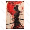 Japanese Samurai Vintage Metal Plate Living Room Decoration Painting Metal Wall Art Plaque Retro Tin Sign Bar Pub Home Decor