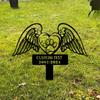 Pet Memorial Garden Stake, Metal Plaque with Angel Wings Paw Print, Grave Marker for Dog Cat, Personalized Gift