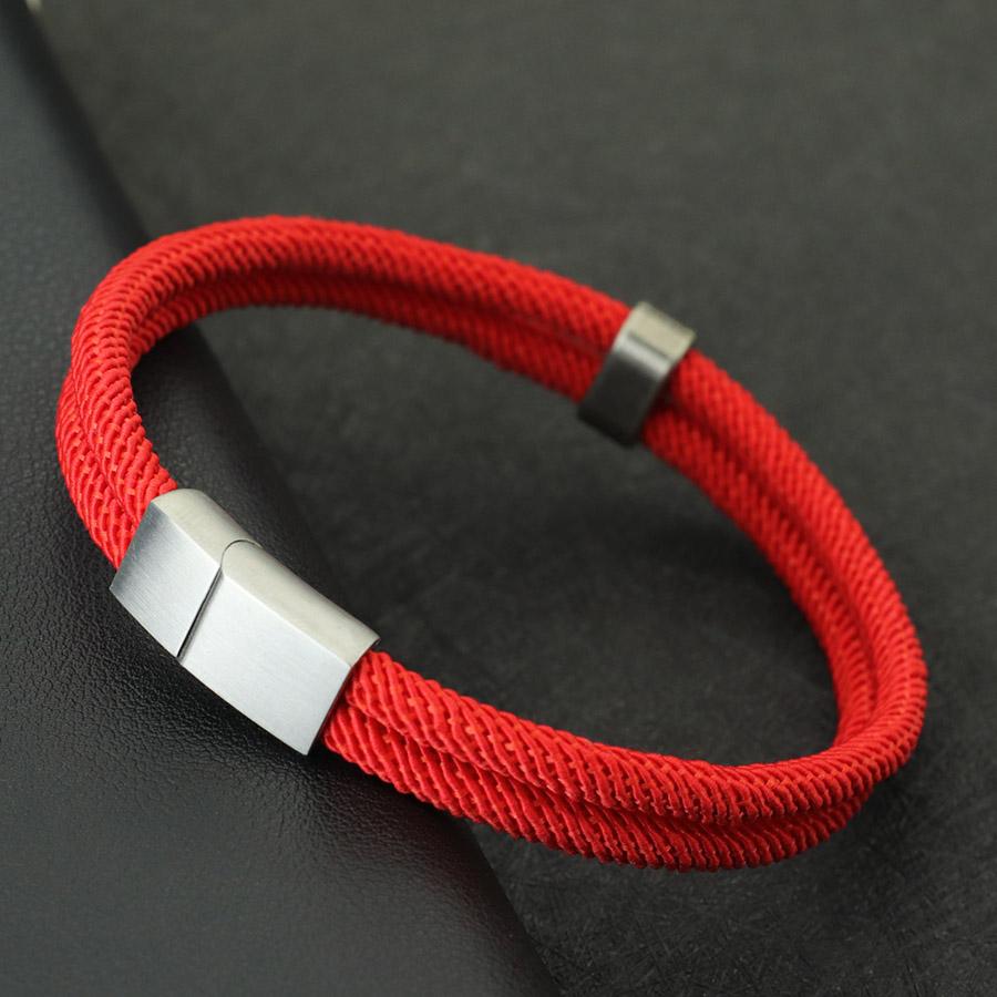 

Fashion Men Bracelet Stainless Steel Magent Buckle Wrap Braclet Bangle Pulseria Hombre Beach Nautical Rope Braslet Gifts For Him красный