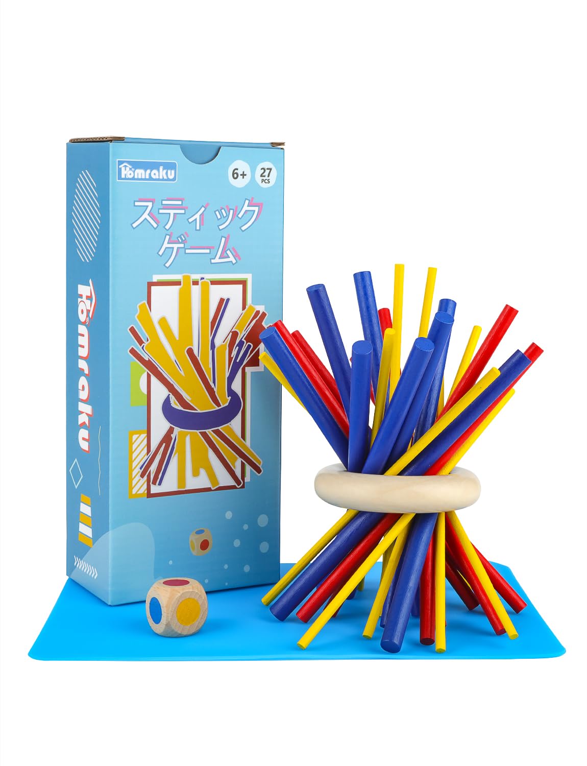 

Homraku Wooden Balance Board 3D Building Domino Table Fun для детей и взрослых Все 27 Кейс для хранения и синий коврик в комплекте Игра, Игра, Головоломка,