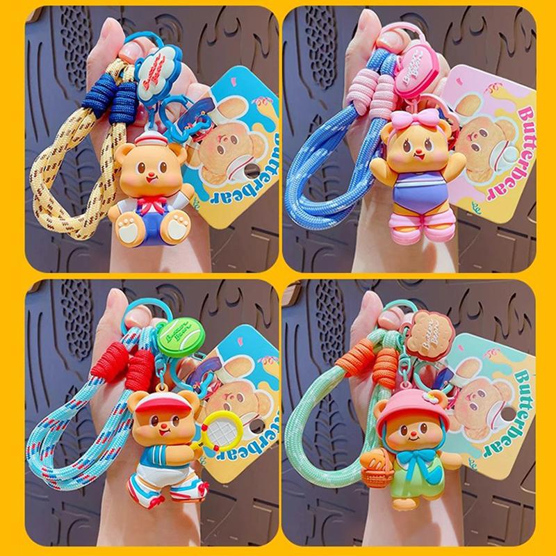 Cute Keychain Teddy Bear Figurine Hanging Decoration Couple Student Backpack Car Decoration Keychain Gift