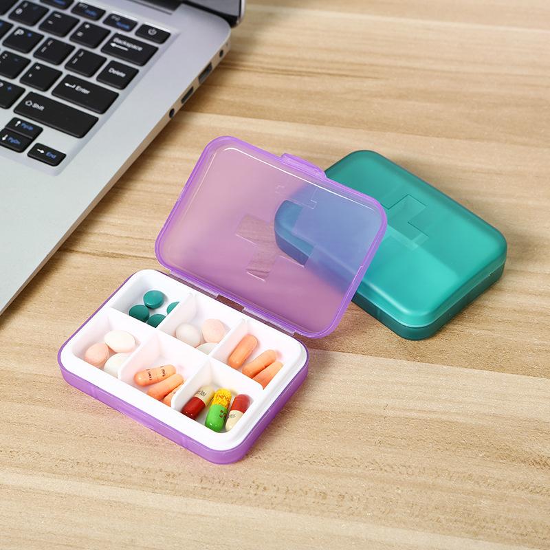 Travel Pill Organizer Moisture Proof Pill Holder Daily Medicine Organizer Box Small Pill Case for Vitamin Supplement 6 Grid