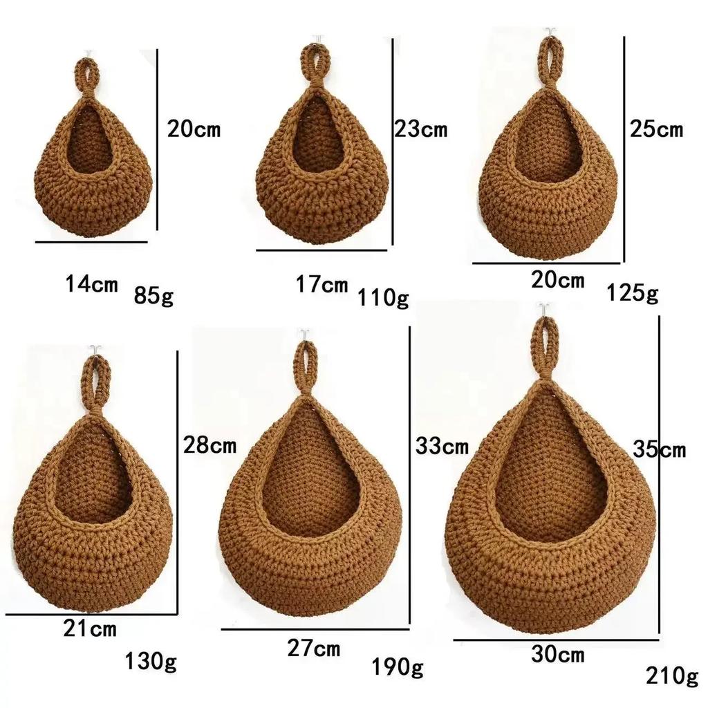 Hanging Water Droplet Net Bag Hanging Wall Vegetable and Fruit Storage Basket Handmade Cotton Rope Woven Bird's Nest