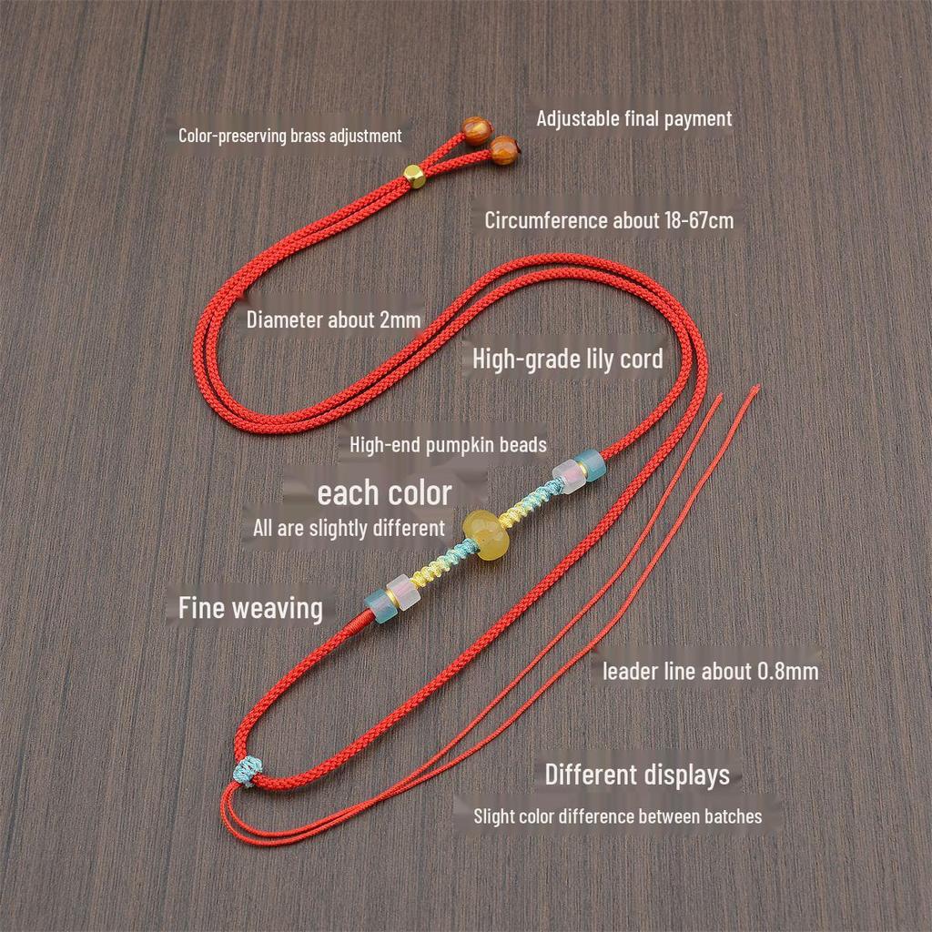 Hand-Woven Macrame Necklace with Aventurine Crystal and Pumpkin Jade Pendant