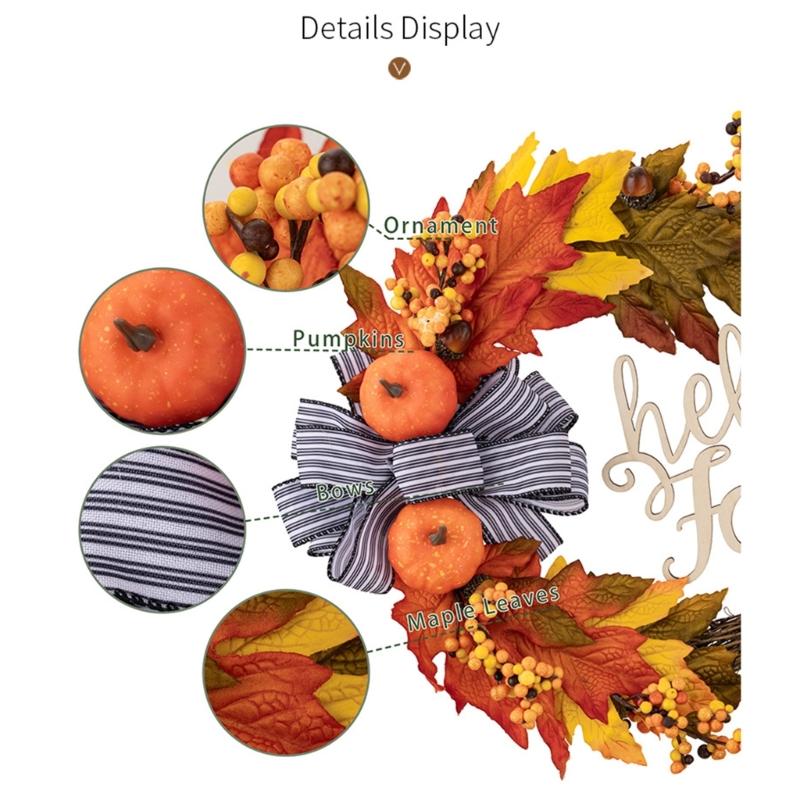 Fall Season Artificial Wreath Decors Decorative Wreath Hangings For Autumn Celebration Welcoming Touch Flower Rings