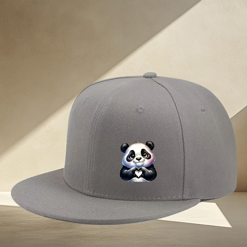 Cute Panda Heart Graphic Print Baseball Cap Polyester Fashion Casual Snapback Hat Unisex