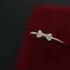 14K Gold-Plated S925 Sterling Silver Zircon Bow Knot Pinky Ring for Women