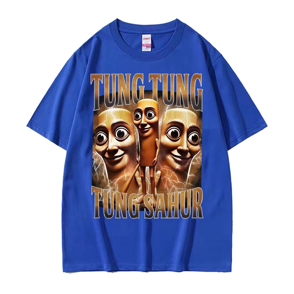 Tung Tung Tung Sahur T-shirt Men's Summer Sweat-absorbing Breathable Top Cotton Crew Neck Short Sleeve Fashion Men's Clothing