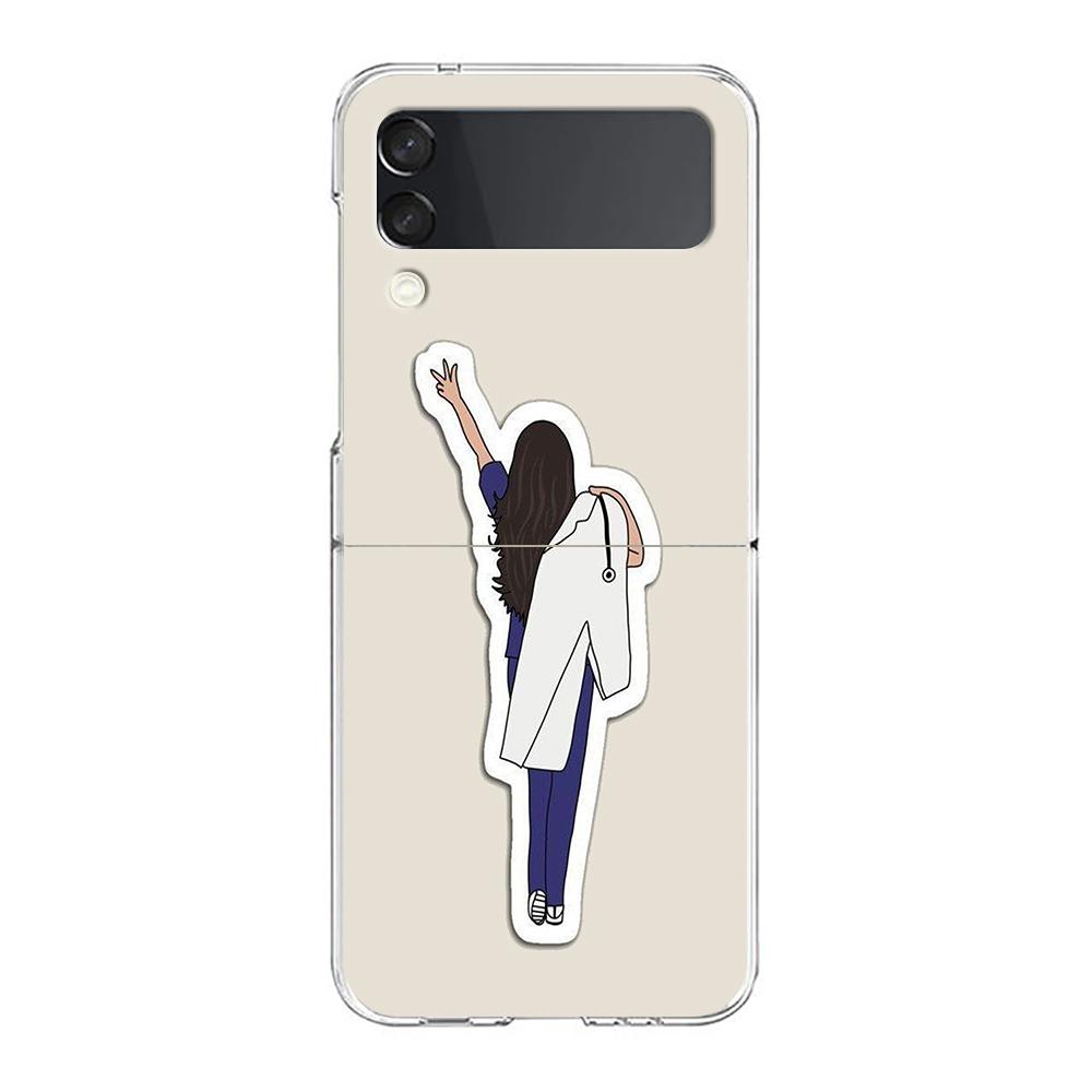 Arzt Krankenschwester Medizin Handyhülle Für Samsung Galaxy Z Flip 3 4 5 Hartes Faltbares Klares PC Für Samsung Z Flip 6 Rückseite