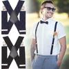 Wide Men 5cm Heavy Duty X Shape Braces Elastic Suspenders Trouser Clips Durable