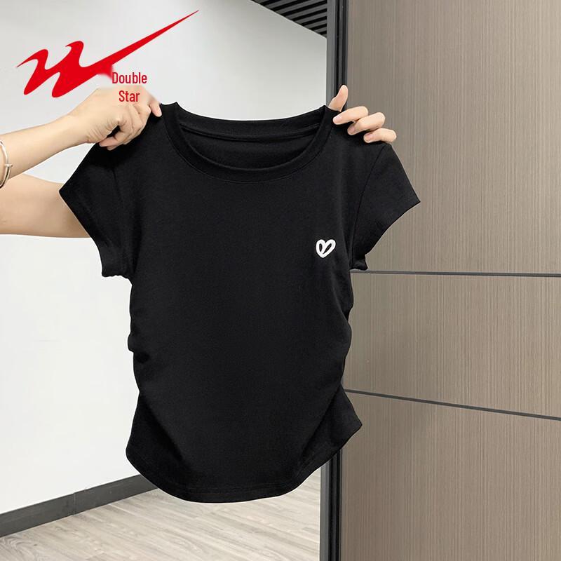 Shuangxing Women s Embroidered Slim-Fit Short Sleeve T-Shirt 2XL