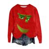 Women's Fashion Round Neck Pullover Top Long Sleeve Tee Christmas Printed Sweatshirt
