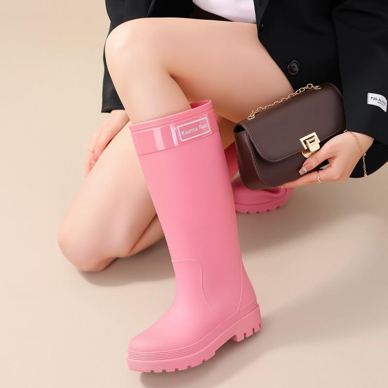 Women's extra high cm medium and big red rubber shoes wedding shoes women's shoes urban commuter water shoes sweet sa long tube rain shoes