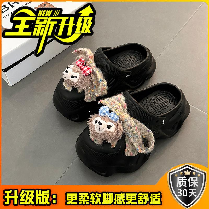 Cartoon Cute Hole Shoes Women's New Muffin Thick-soled Non-slip Bag Head Cool Slippers Tide