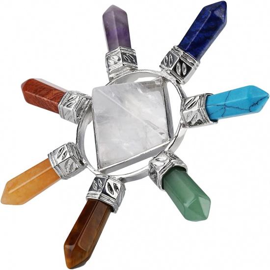 Rockcloud Pyramid & 7 Chakra Points Energy Generator,Reiki Healing Crystal Stone,Rock Quartz