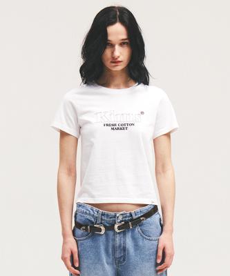 Kimseupeulesikoteunmakes Bam Single Applique Tee White